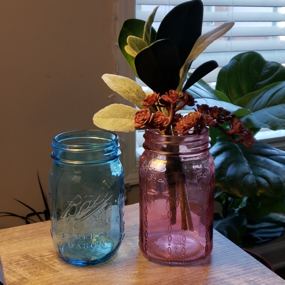 SET OF TWO Colored Jars